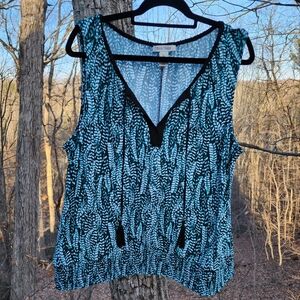 White House Black Market Asymmetrical Blue Tank Top